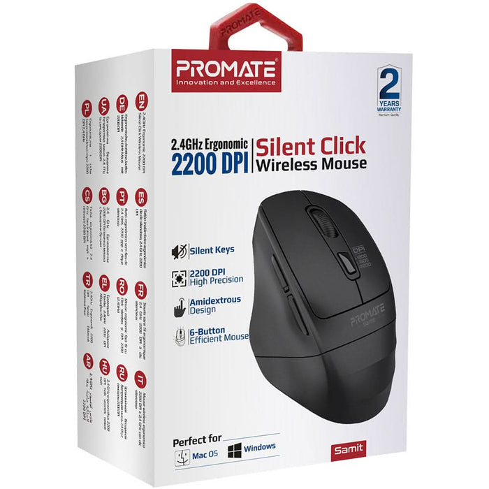 Mouse Wireless PROMATE Samit, 2200 dpi, negru WALTI