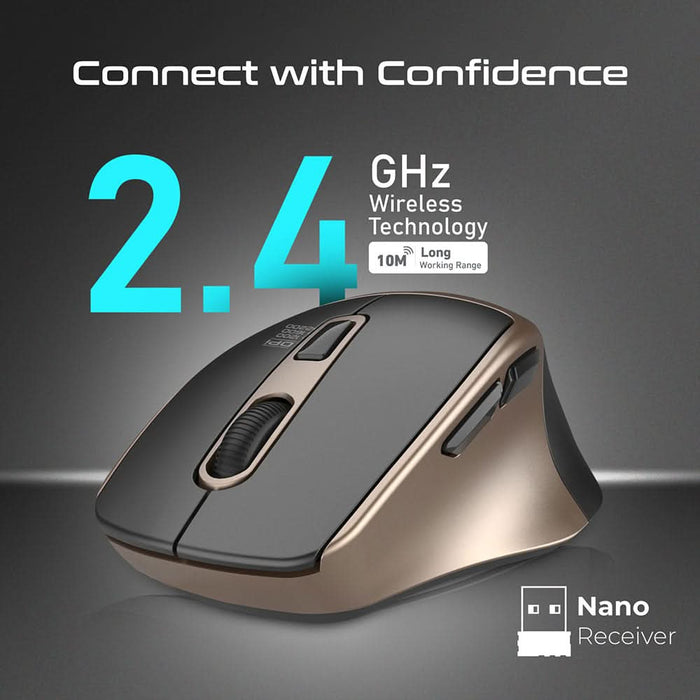 Mouse Wireless PROMATE Samit, 2200 dpi, auriu-negru WALTI