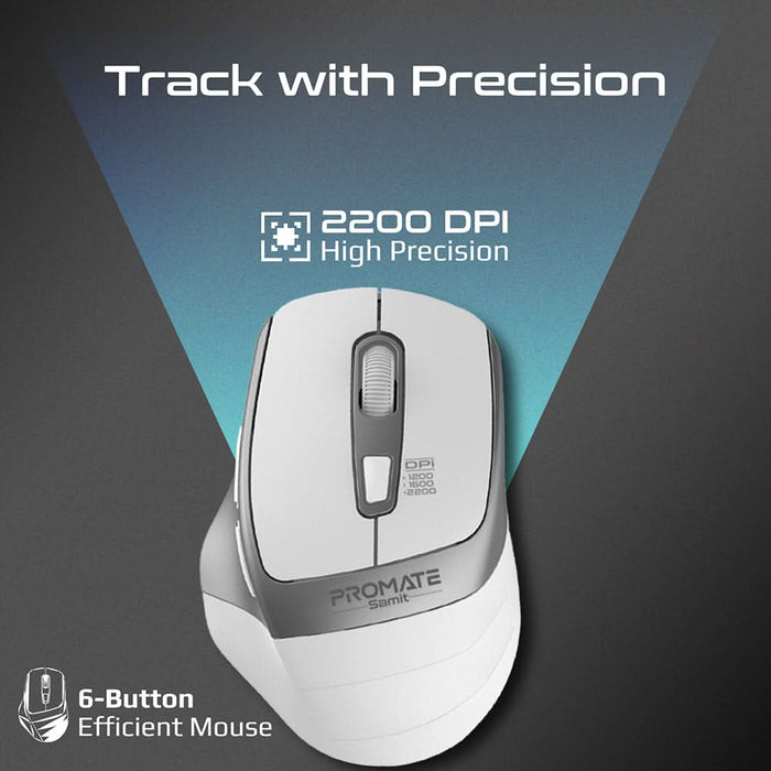 Mouse Wireless PROMATE Samit, 2200 dpi, alb WALTI