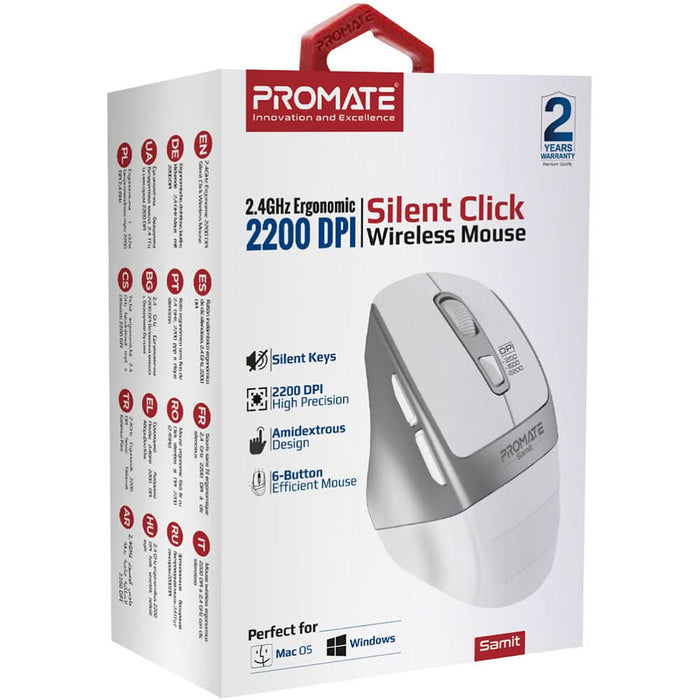 Mouse Wireless PROMATE Samit, 2200 dpi, alb WALTI