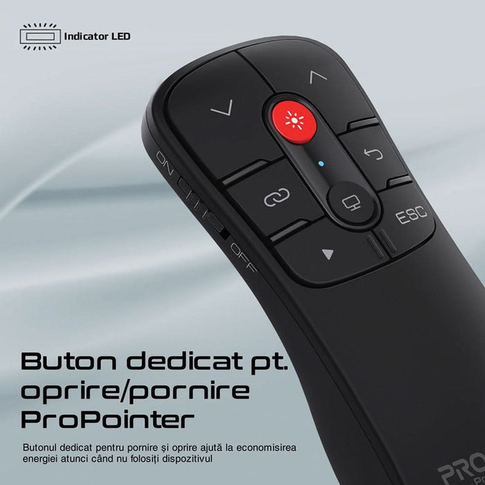 Presenter Wireless PROMATE ProPointer, Dual USB, negru WALTI