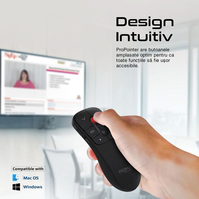 Presenter Wireless PROMATE ProPointer, Dual USB, negru WALTI