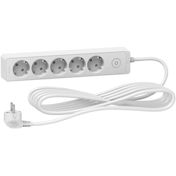 Prelungitor SCHNEIDER Unica ST9455W, 5 prize Schuko, 5m, intrerupator, alb WALTI