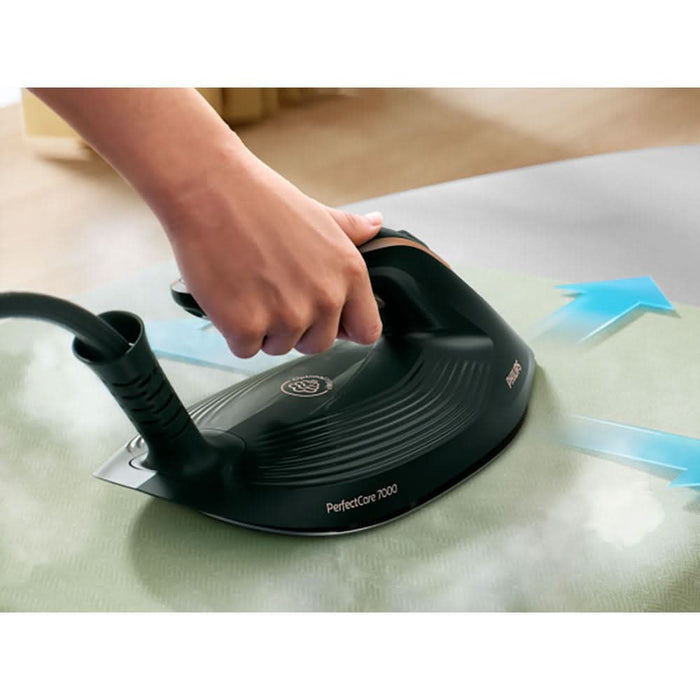 Statie de calcat PHILIPS PerfectCare Seria 7000 PSG7300/70, 3120W, 650g/min, 1.5l, talpa SteamGlide Elite, verde inchis-roz WALTI