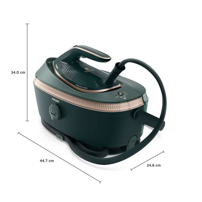 Statie de calcat PHILIPS  PerfectCare seria 8000 PSG8200/70, 3120W, 750g/min, 1.4l, talpa SteamGlide Elite, verde WALTI
