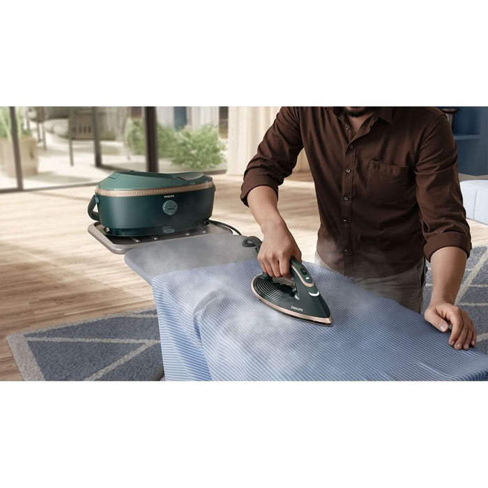 Statie de calcat PHILIPS  PerfectCare seria 8000 PSG8200/70, 3120W, 750g/min, 1.4l, talpa SteamGlide Elite, verde WALTI