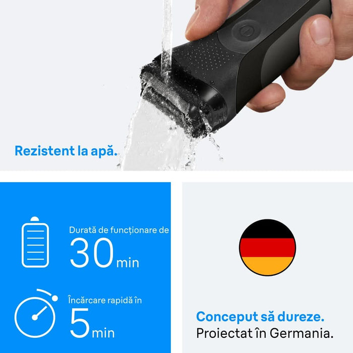 Aparat de ras BRAUN 300BT, acumulator, autonomie 30 min, negru WALTI