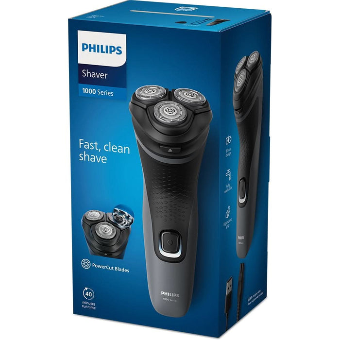 Aparat de ras PHILIPS Seria 1000 S1142/00, autonomie 40 min, 3 elemente de taiere, gri WALTI