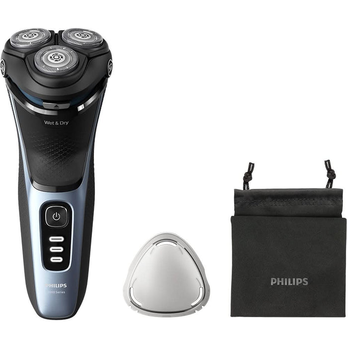 Aparat de ras PHILIPS Seria3000 S3243/12, Wet&Dry, autonomie 60 min, 3 elemente de taiere, albastru WALTI