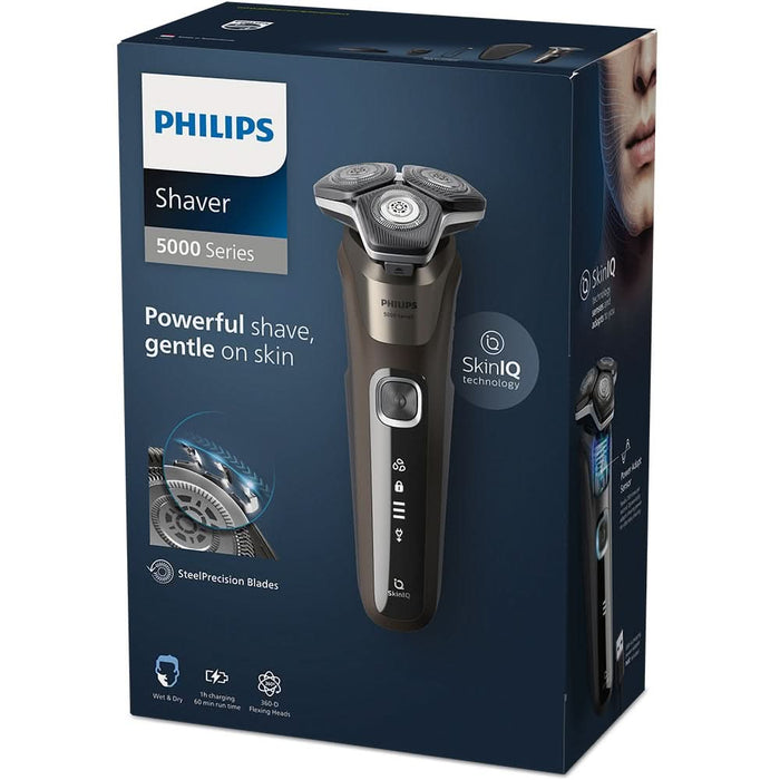 Aparat de ras PHILIPS Shaver Series 5000 S5886/38, acumulator, autonomie 60 min, SkinIQ, maro WALTI