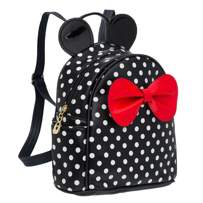 Rucsac pentru Fete Negru cu Buline Funda Rosie & Urechi - WALTI WALTI