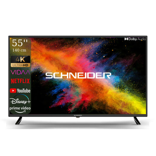 Televizor inteligent SCHNEIDER Smart Ultra HD 4K, 55SC690K, 140 cm, Wi-Fi, Netflix, YouTube, Disney Plus, Dolby Audio, Negru - WALTI