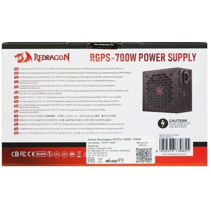 Sursa de alimentare REDRAGON RGPS-700W, 700W, 140mm, 80 PLUS Bronze - WALTI WALTI