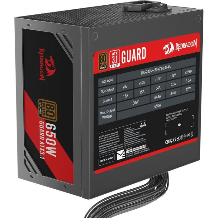 Sursa de alimentare REDRAGON RGPS-650WGU Guard, 650W, 120mm, 80 PLUS Bronze WALTI