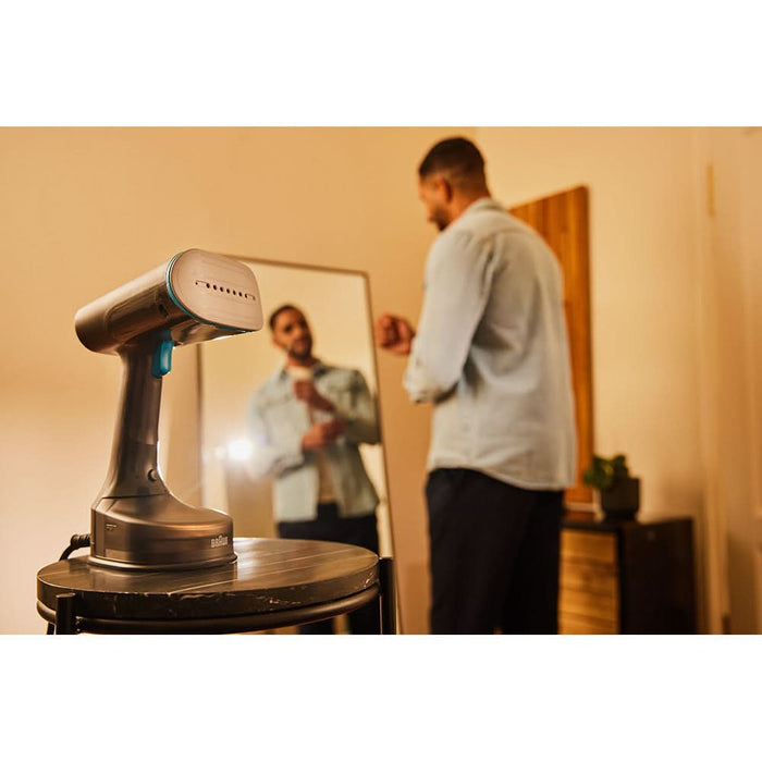 Aparat de calcat vertical cu abur BRAUN GS5031BL, 1200W, 25g/min, 150ml, talpa Dual FreeGlide 3D, bleumarin-negru WALTI