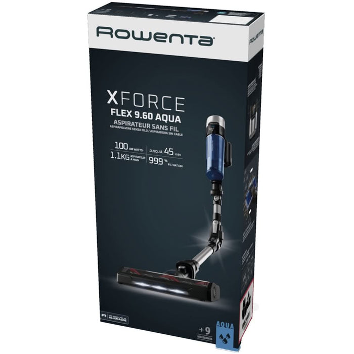 Aspirator vertical ROWENTA X-Force Flex 9.60 Aqua RH20C0WO, 0.4l, 18V, autonomie max 45 min, albastru-argintiu WALTI