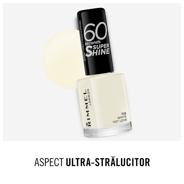 RIMMEL LONDON Lac de unghii 60 Seconds Super Shine 703 White Hot Love, 8 ml WALTI