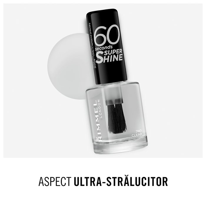 RIMMEL LONDON Lac de unghii 60 Seconds Super Shine 740 Clear, 8 ml WALTI