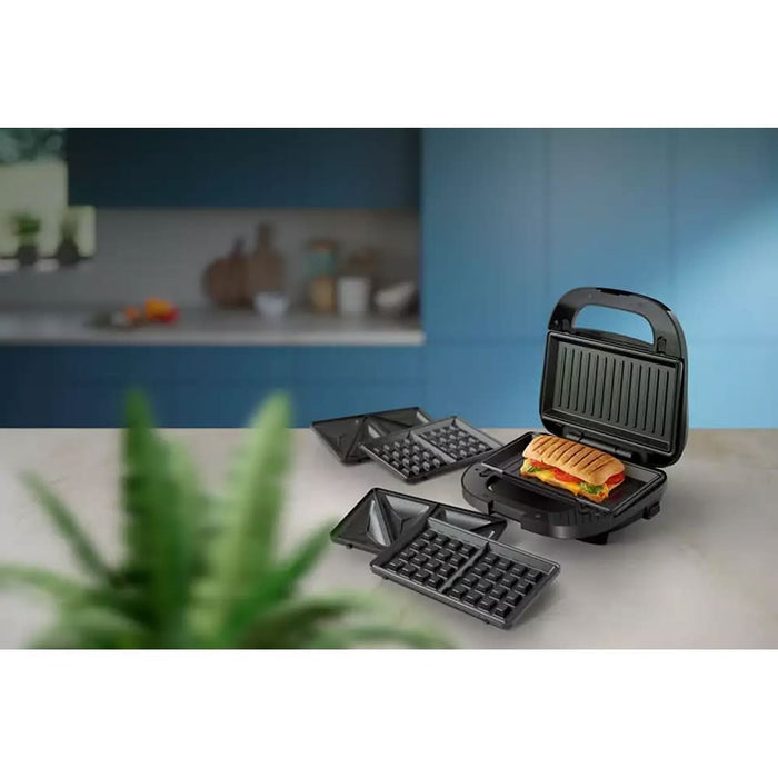Sandwich maker PHILIPS Seria 3000 HD2350/80, 750W, 3 placi detasabile, negru-argintiu WALTI