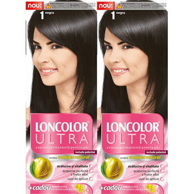 LONCOLOR ULTRA Vopsea de Par Nuanta 1 Negru 2 x 100 ml - WALTI WALTI