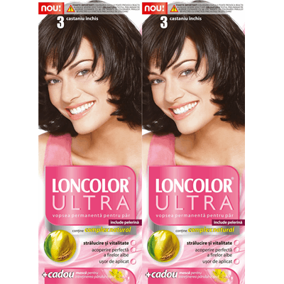 LONCOLOR ULTRA Vopsea de Par Nuanta 3 Castaniu Inchis 2 x 100 ml - WALTI WALTI