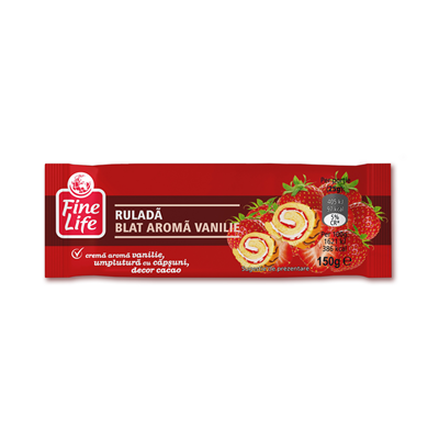Fine Life Rulada Crema Vanilie si Capsuni 150 g - WALTI WALTI
