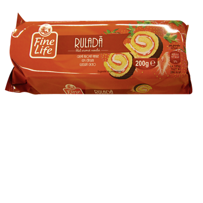 Fine Life Rulada cu Crema de Vanilie si Capsuni Glazurata 200 g - WALTI WALTI