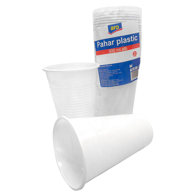 Pahare Plastic Albe 300 ml - WALTI WALTI
