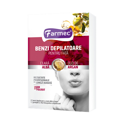 FARMEC Benzi Depilatoare Fata cu Argan 20 bucati - WALTI WALTI