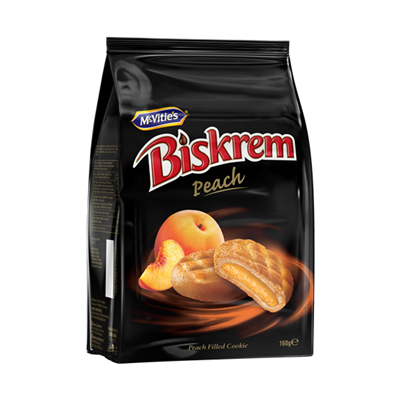 BISKREM Biscuiti cu Crema de Piersica 160 g - WALTI WALTI