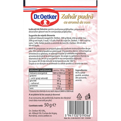 Dr. Oetker Zahar Pudra cu Aroma de Rom 50 g - WALTI WALTI