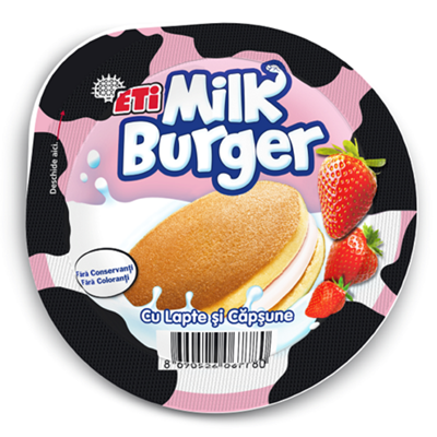 ETi Milkburger Prajitura Capsune & Lapte 35 g - WALTI WALTI