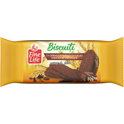 Fine Life Biscuiti cu Cereale si bucati de Ciocolata 50 g - WALTI WALTI