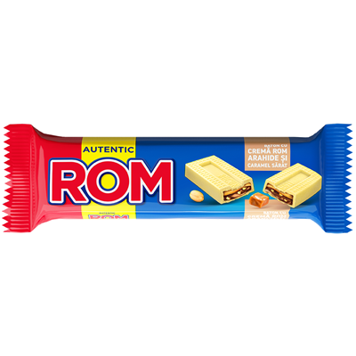 ROM Baton de Ciocolata Alba cu Arahide si Caramel 44 g - WALTI WALTI