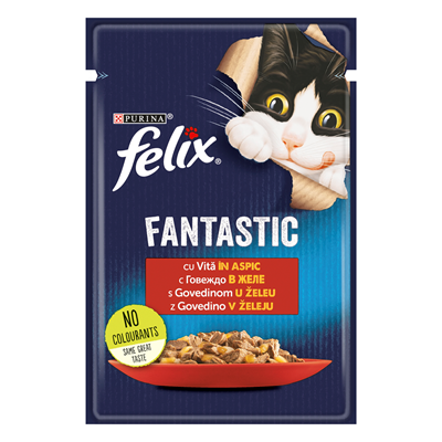 felix FANTASTIC Hrana pentru Pisici cu Vita in Aspic 85 g - WALTI WALTI