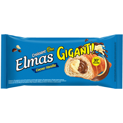 ELMAS Gigant Croissant cu Umplutura de Cacao si Vanilie 160 g - WALTI WALTI