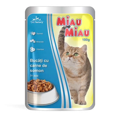 MIAU MIAU Hrana pentru Pisici cu Somon in Sos 100 g - WALTI WALTI