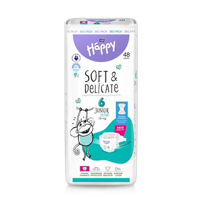 HAPPY Soft & Delicate Junior 48 bucati Scutece Nr. 6 - WALTI WALTI