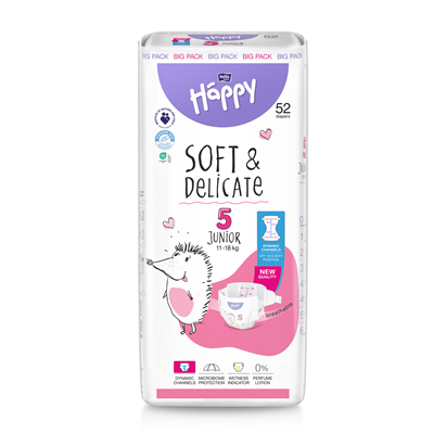 HAPPY Soft & Delicate Junior 52 bucati Scutece Nr. 5 - WALTI WALTI