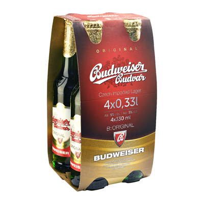 BUDWEISER BUDVAR Bere SGR 4 x 0,33 L - WALTI WALTI