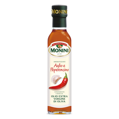 MONINI Condiment cu Ulei Extravirgin Aromatizat Usturoi & Chili 250 ml - WALTI WALTI