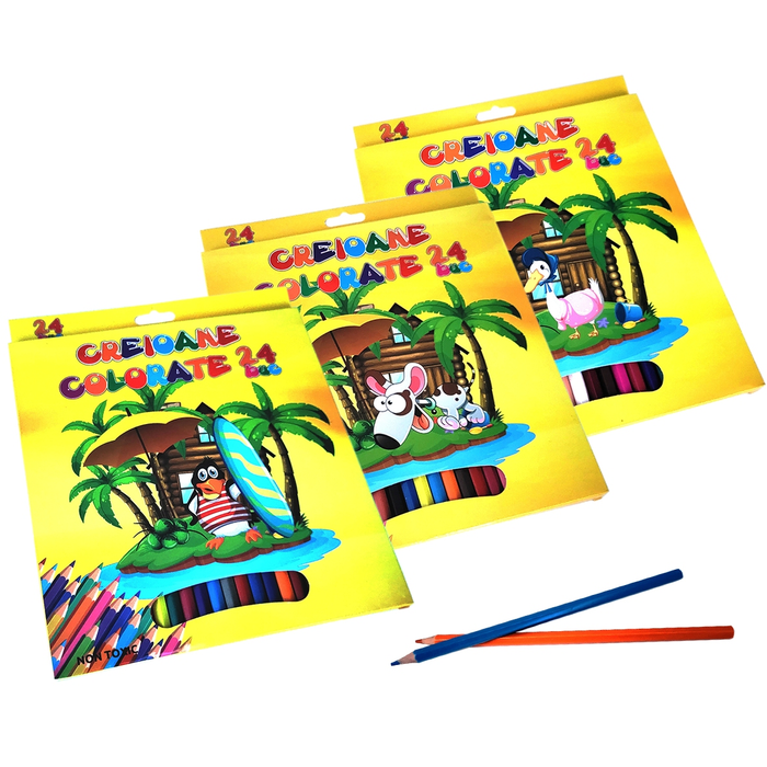 Creioane Colorate Lungi 24 bucati WALTI
