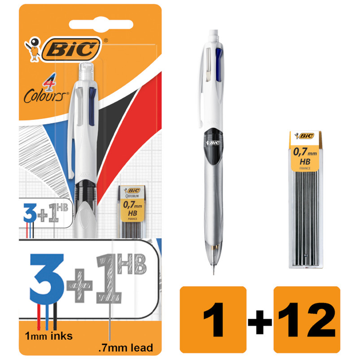 BiC 4 Colours Pix 3 Culori + 1 HB + Set Mine WALTI