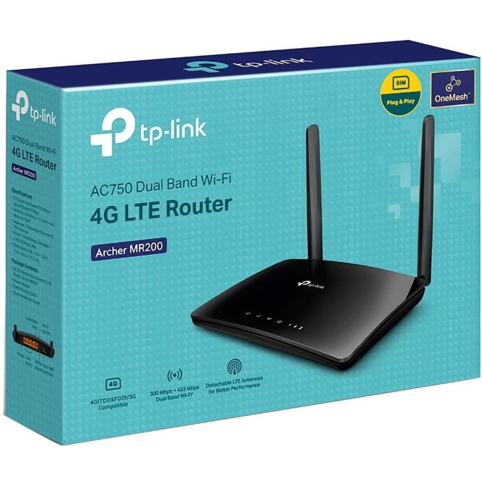 Router Wireless Gigabit TP-LINK Archer MR200 AC750, Dual-Band 300 + 433 Mbps, negru - WALTI WALTI
