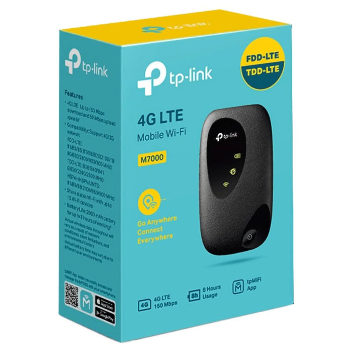Router Wireless portabil TP-LINK M7000, 4G LTE, Single-Band 300Mbps, Micro USB, negru WALTI
