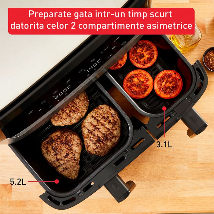 Friteuza cu aer cald dubla TEFAL Easy Fry&Gril EY905D10, 2.4kg, 8.3l, 2700W, negru-argintiu WALTI