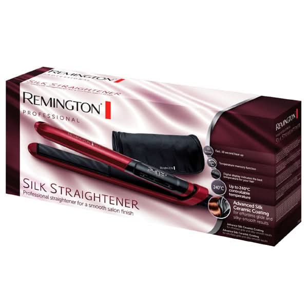 Placa de indreptat parul Silk REMINGTON S9600, 240 grade, LCD, invelis ceramic, rosu WALTI