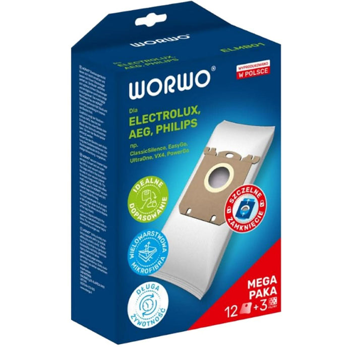 Kit WORWO ELMB01X12K: 12 saci + 3 fitre WALTI