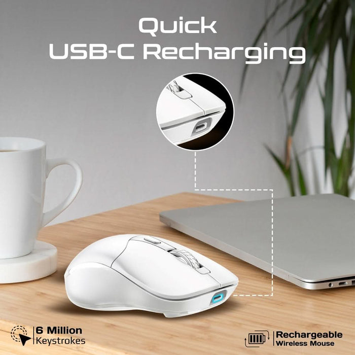 Mouse Wireless PROMATE Samo, Dual Mode, 1600 dpi, Bluetooth, alb WALTI
