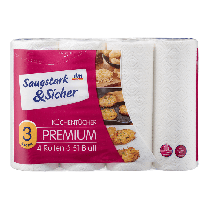 Saugstark&Sicher Prosoape bucătărie Premiun 3 straturi 3 x 51 foi, 4 buc WALTI